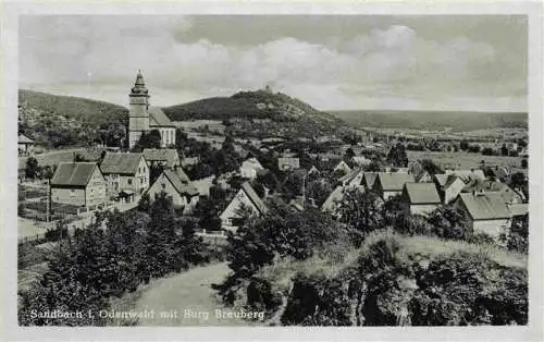 AK / Ansichtskarte  Sandbach__Odenwald_Breuberg_Hessen Panorama mit Burg Breuberg