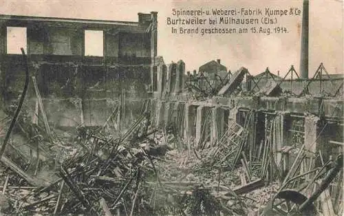 AK / Ansichtskarte  Burtzweiler_Bourtzwiller_Mulhouse_Muehlhausen_68_Alsace Zerstoerte Spinnerei und Weberei Fabrik Kumpe und Co 