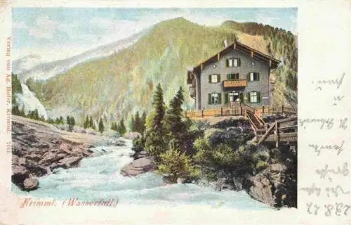 AK / Ansichtskarte 73972574 Krimml_1076m_Pinzgau_AT Wasserfall Berggasthaus Unterkunftshaus Litho