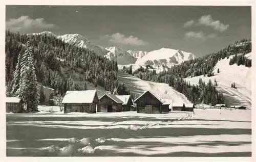 AK / Ansichtskarte 73972576 Hirschegg_Kleinwalsertal_Vorarlberg_AT Alpe Oede mit Steinmandl Winterpanorama