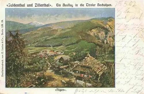 AK / Ansichtskarte 73972585 Fuegen_Zillertal_Tirol_AT Panorama Suldental und Zillertal Tiroler Hochalpen Kuenstlerkarte