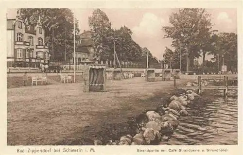 AK / Ansichtskarte  Bad_Zippendorf_Schwerin Strandpartie mit Café Strandperle und Strandhotel