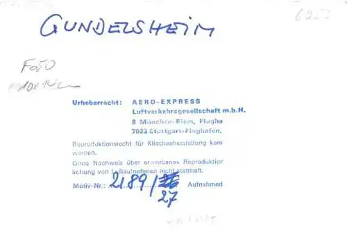 AK / Ansichtskarte 73972684 Gundelsheim__Neckar Fliegeraufnahme Verlagsstempel