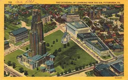 AK / Ansichtskarte  Pittsburgh_Pennsylvania_USA The Cathedral of Learning from the air Illustration