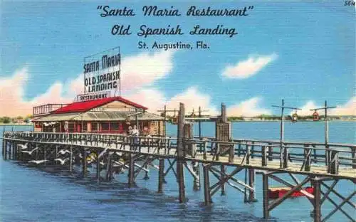 AK / Ansichtskarte 73972877 St_Augustine_Florida_USA Santa Maria Restaurant Old Spanisch Landing Illustration