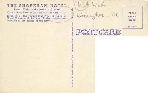 AK / Ansichtskarte  WASHINGTON__DC_USA The Shoreham Hotel Illustration