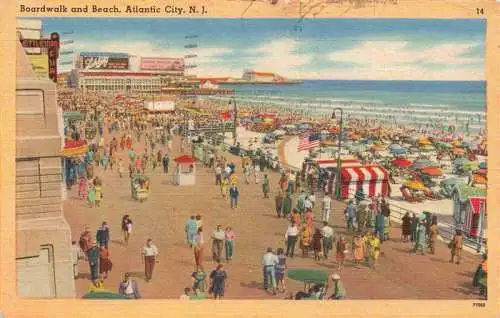 AK / Ansichtskarte  Atlantic_City_New_Jersey_USA Boardwalk and beach Illustration