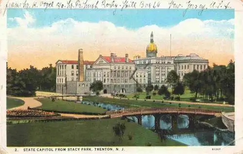 AK / Ansichtskarte 73972887 Trenton_New_Jersey State Capitol from Stacy Park Illustration
