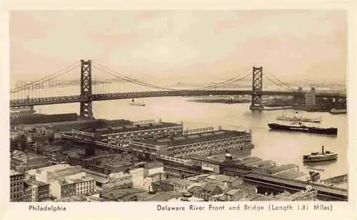 AK / Ansichtskarte 73972889 Philadelphia__Pennsylvania_USA Delaware River front and bridge aerial view