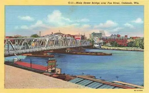 AK / Ansichtskarte 73972901 Oshkosh_Wisconsin_USA Main Street Bridge over Fox River Illustration