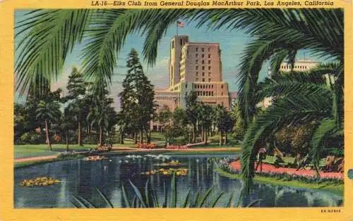 AK / Ansichtskarte 73972908 LOS_ANGELES_California_USA Elks Club from General Douglas MacArthur Park Illustration