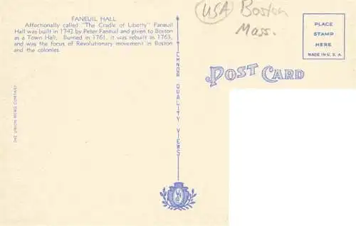 AK / Ansichtskarte 73972910 Boston_Massachusetts_USA Faneuil Hall Cradle of Liberty Illustration