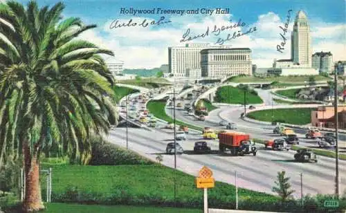 AK / Ansichtskarte 73972915 HOLLYWOOD__Los_Angeles_California_USA Hollywood Freeway and City Hall