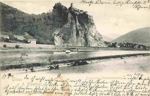 AK / Ansichtskarte 73972934 Aussig_USTI_NAD_LABEM_CZ Burgruine Schreckenstein Elbe