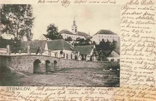 AK / Ansichtskarte  Strmilov_Czechia Bruecke mit Kirche