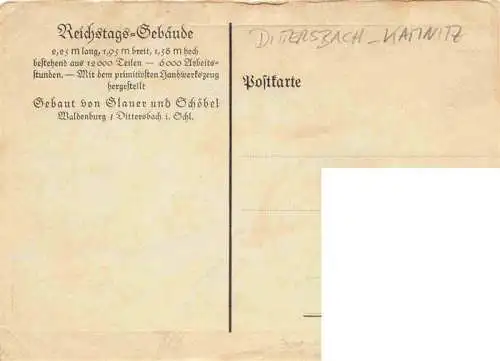 AK / Ansichtskarte  Dittersbach_Kamnitz_Jetrichovice_CZ Modell des Reichtagsgebaeudes von Glauer und Schoebel