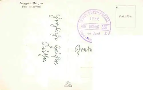 AK / Ansichtskarte  Bergen_Norwegen Parti fra havnen Panorama Hafen Sonderstempel