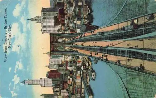 AK / Ansichtskarte  NEW_YORK_City_USA View from Brooklyn Bridge Tower Illustration