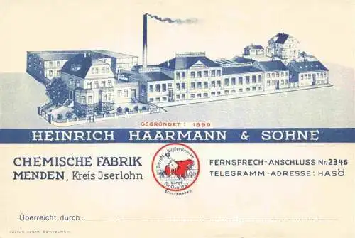 AK / Ansichtskarte 73973410 Menden__Sauerland Chem Fabrik Heinrich Haarmann et Soehne