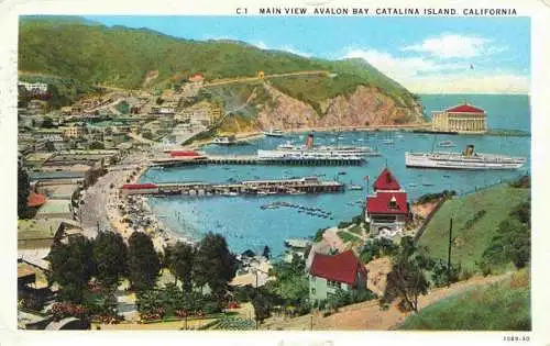 AK / Ansichtskarte 73973421 Catalina_Island_California_USA Main view Avalon Bay and surroundings Illustration