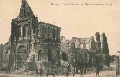 AK / Ansichtskarte  Cernay-en-Dormois_51_Marne Durch franzoesische Artillerie zerstoerte Kirche Truemmer 1. Weltkrieg