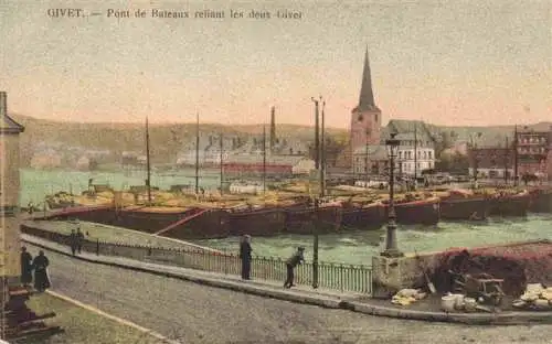AK / Ansichtskarte  Givet_08_Ardennes Pont de Bateaux reliant les deux Givet