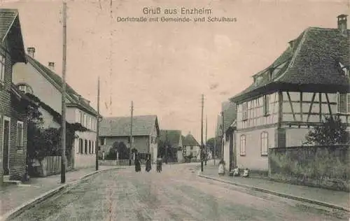 AK / Ansichtskarte  Enzheim_Entzheim_67_Bas-Rhin Dorfstrasse mit Gemeinde und Schulhaus