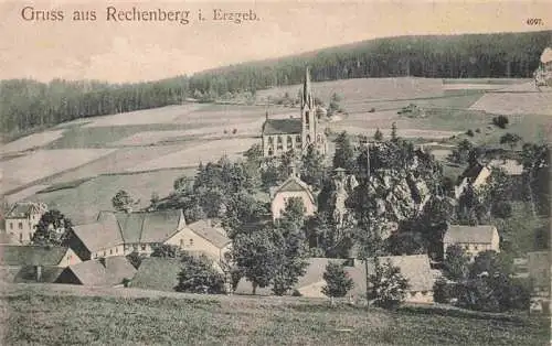 AK / Ansichtskarte  Rechenberg_-Bienenmuehle_Osterzgebirge_Sachsen Panorama mit Kirche