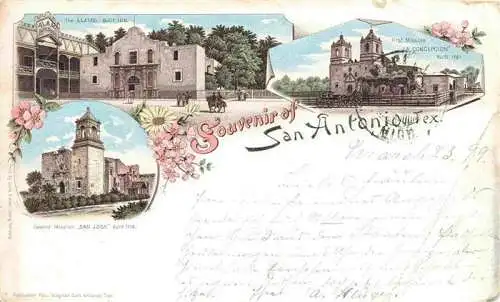 AK / Ansichtskarte 73973724 San_Antonio_Texas_USA The Alamo Building Second Mission San Jose First Mission La Concepcion Litho