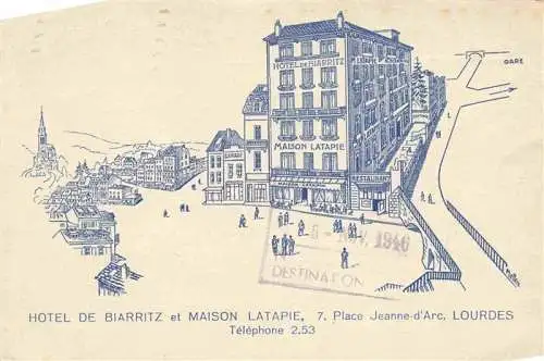 AK / Ansichtskarte  LOURDES_65 Hotel de Biarritz et Maison Latapie Illustration