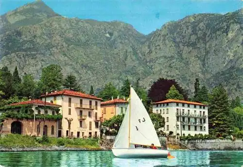 AK / Ansichtskarte 73973772 Cadenabbia_Griante_Lago_di_Como_Lombardia_IT Hotel Ristorante Eden Segelboot Ansicht vom See aus