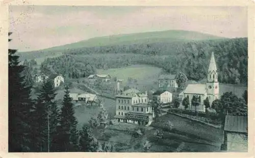 AK / Ansichtskarte  Johannisbad_Janske_Lazne_Boehmen_CZ Cafe Minerva Hotel Wartburg Ev Kirche