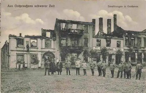 AK / Ansichtskarte  Gerdauen_Schelesnodoroschny_Oblast_Kaliningrad Aus Ostpreussens schwerer Zeit Zerstoerungen 1. Weltkrieg Feldpost