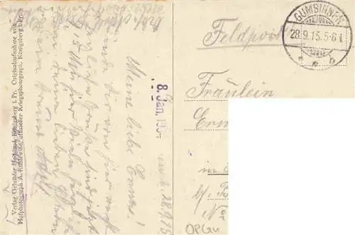 AK / Ansichtskarte  GUMBINNEN_Goesev_Gussew_Oblast_Kaliningrad_RU Nach der Russenvertreibung aus Ostpreussen 1915 Feldpost