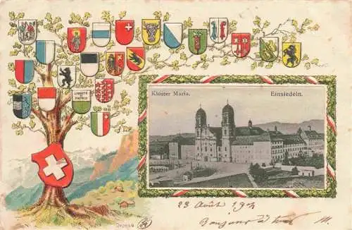 AK / Ansichtskarte  Einsiedeln__SZ Kloster Marie Bilderrahmen Wappen