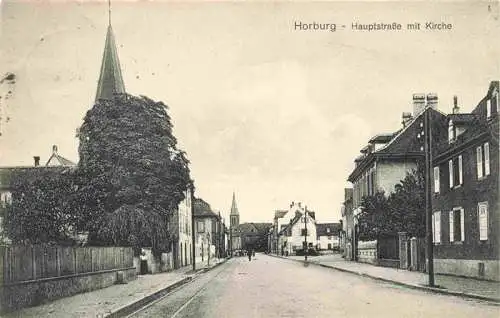 AK / Ansichtskarte  Horburg_Elsass_68_Haut-Rhin Hauptstrasse mit Kirche