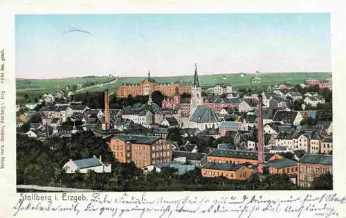 AK / Ansichtskarte  Stollberg_Erzgebirge Stadtansicht mit Kirche und Schloss