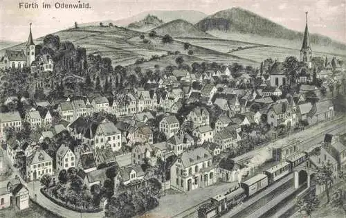 AK / Ansichtskarte 73974288 Fuerth_Odenwald_Hessen Panorama Litho