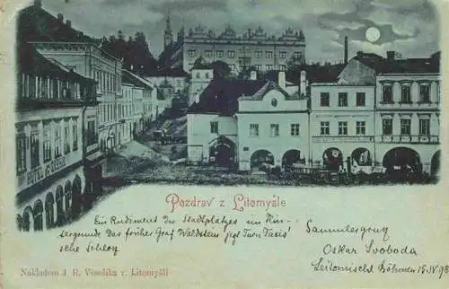 AK / Ansichtskarte  Litomysl_Leitomischl_CZ Ortszentrum Schloss im Mondschein