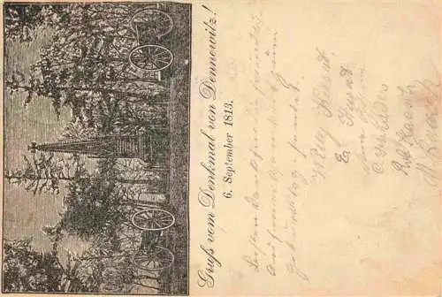 AK / Ansichtskarte 73974356 Dennewitz_Niedergoersdorf_Brandenburg Denkmal 6. September 1813 Kuenstlerkarte Deutsche Reichspost