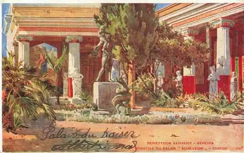 AK / Ansichtskarte  CORFOU_Korfu_Corfu_Greece Péristyle du Palais Achilleion Kuenstlerkarte