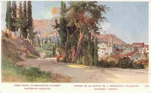 AK / Ansichtskarte 73974475 Gastouri_Corfou_Korfu_Greece Avenue de la Source de l'Impératrice Elisabeth Kuenstlerkarte