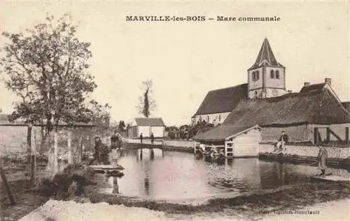 AK / Ansichtskarte  Marville-les-Bois_Moutiers-Brule_28_Eure-et-Loir Mare communale Eglise