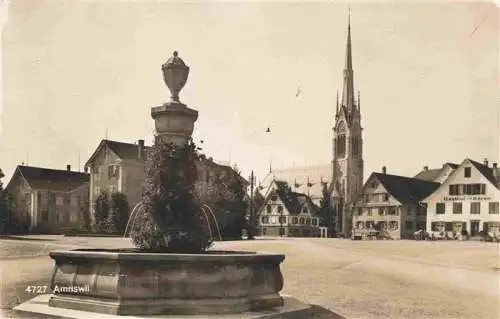 AK / Ansichtskarte  Amriswil_Amrisweil_TG Brunnen Platz Gasthof Kirche