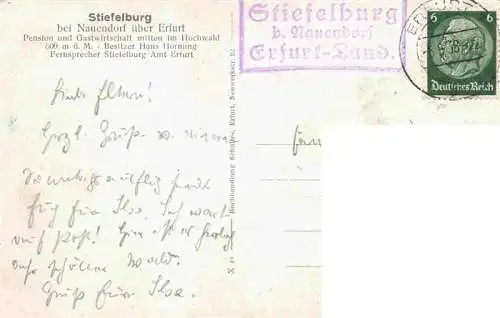 AK / Ansichtskarte  Stiefelburg_Nauendorf_Kranichfeld_Thueringen Walderholungsheim und Restaurant Federzeichnung von Otto Buechner Kuenstlerkarte