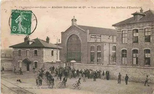 AK / Ansichtskarte  Champagne-sur-Seine_77_Seine-et-Marne Ateliers Schneider et Cie vue extérieure des Ateliers d'Electricité