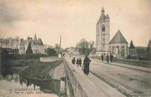AK / Ansichtskarte  Nogent-le-Rotrou_28_Eure-et-Loir Le Pont et l'Eglise Saint Hilaire