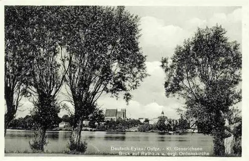 AK / Ansichtskarte  Deutsch-Eylau_Ilawa_Ermland-Masuren_PL Kl Geserichsee Blick auf Rathaus und ev Ordenskirche