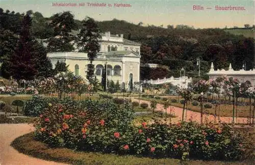 AK / Ansichtskarte  Sauerbrunn_Bilin_Bilina_CZ Inhalatorium mit Trinkhalle und Kurhaus