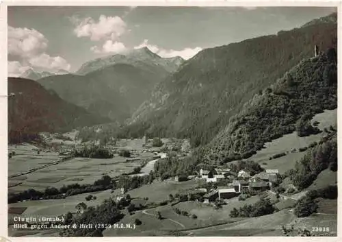 AK / Ansichtskarte  Clugin_Glugin_GR Panorama Blick gegen Andeer und Hirli